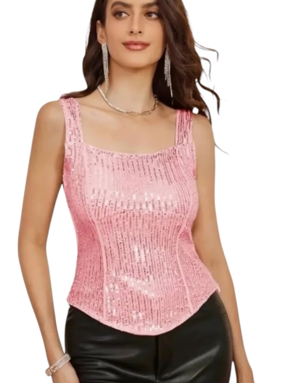 GRACE KARIN: Women's Sequin Sleeveless Camisole Corset Top - Size Large